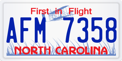 NC license plate AFM7358