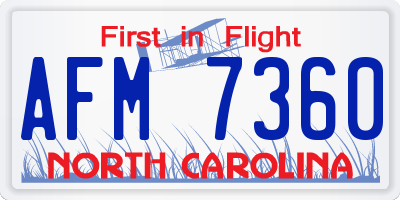 NC license plate AFM7360