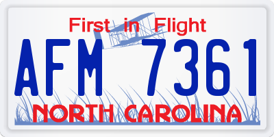 NC license plate AFM7361