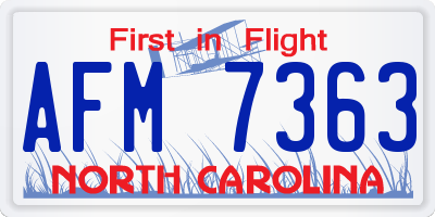 NC license plate AFM7363