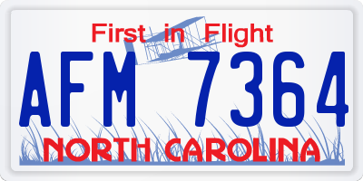 NC license plate AFM7364