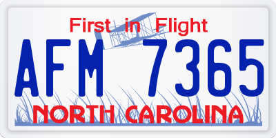 NC license plate AFM7365