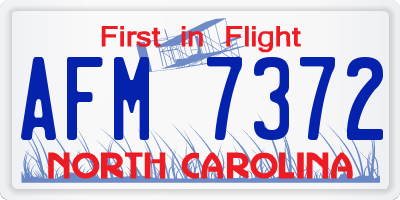 NC license plate AFM7372