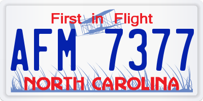 NC license plate AFM7377