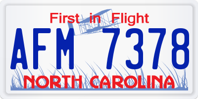 NC license plate AFM7378