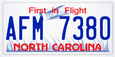 NC license plate AFM7380