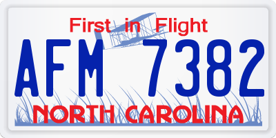 NC license plate AFM7382