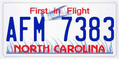 NC license plate AFM7383