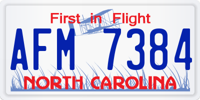 NC license plate AFM7384