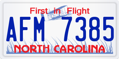NC license plate AFM7385