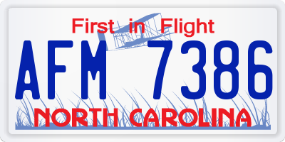 NC license plate AFM7386