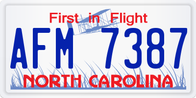 NC license plate AFM7387