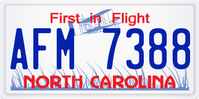 NC license plate AFM7388