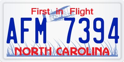 NC license plate AFM7394