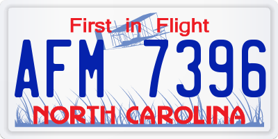 NC license plate AFM7396