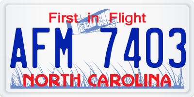 NC license plate AFM7403