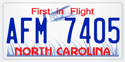 NC license plate AFM7405