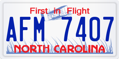 NC license plate AFM7407