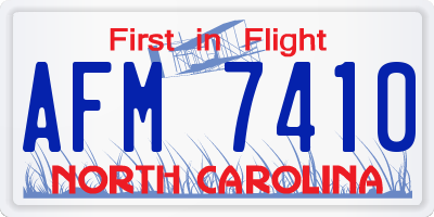 NC license plate AFM7410