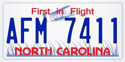NC license plate AFM7411
