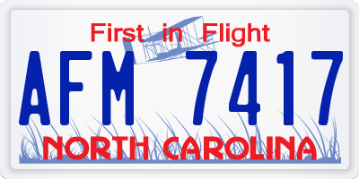 NC license plate AFM7417