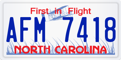 NC license plate AFM7418