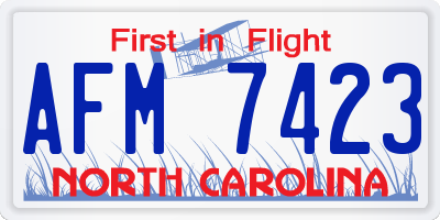 NC license plate AFM7423