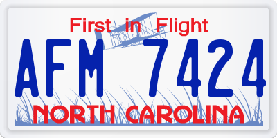 NC license plate AFM7424