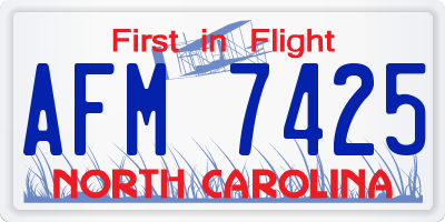 NC license plate AFM7425