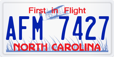 NC license plate AFM7427