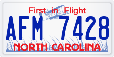 NC license plate AFM7428