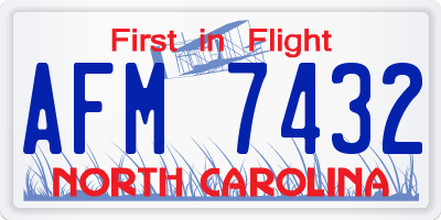 NC license plate AFM7432