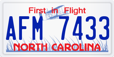 NC license plate AFM7433