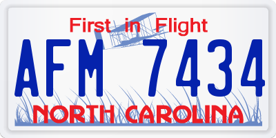 NC license plate AFM7434