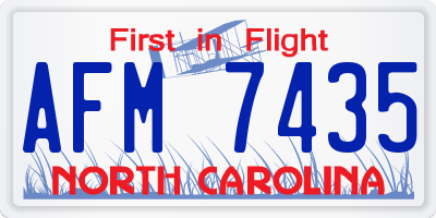 NC license plate AFM7435