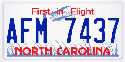 NC license plate AFM7437