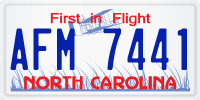 NC license plate AFM7441