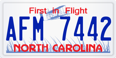 NC license plate AFM7442