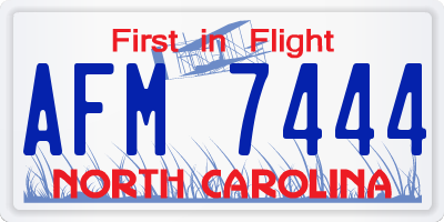 NC license plate AFM7444