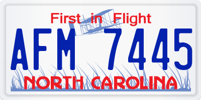 NC license plate AFM7445