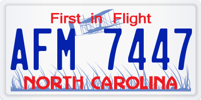 NC license plate AFM7447