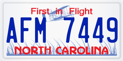 NC license plate AFM7449