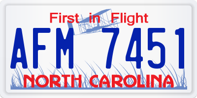 NC license plate AFM7451