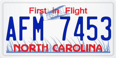 NC license plate AFM7453