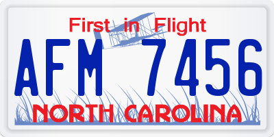 NC license plate AFM7456