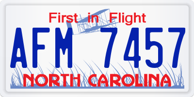 NC license plate AFM7457
