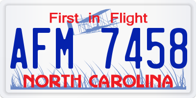 NC license plate AFM7458