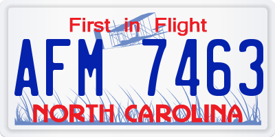 NC license plate AFM7463