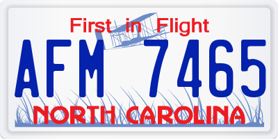 NC license plate AFM7465