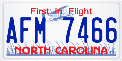 NC license plate AFM7466